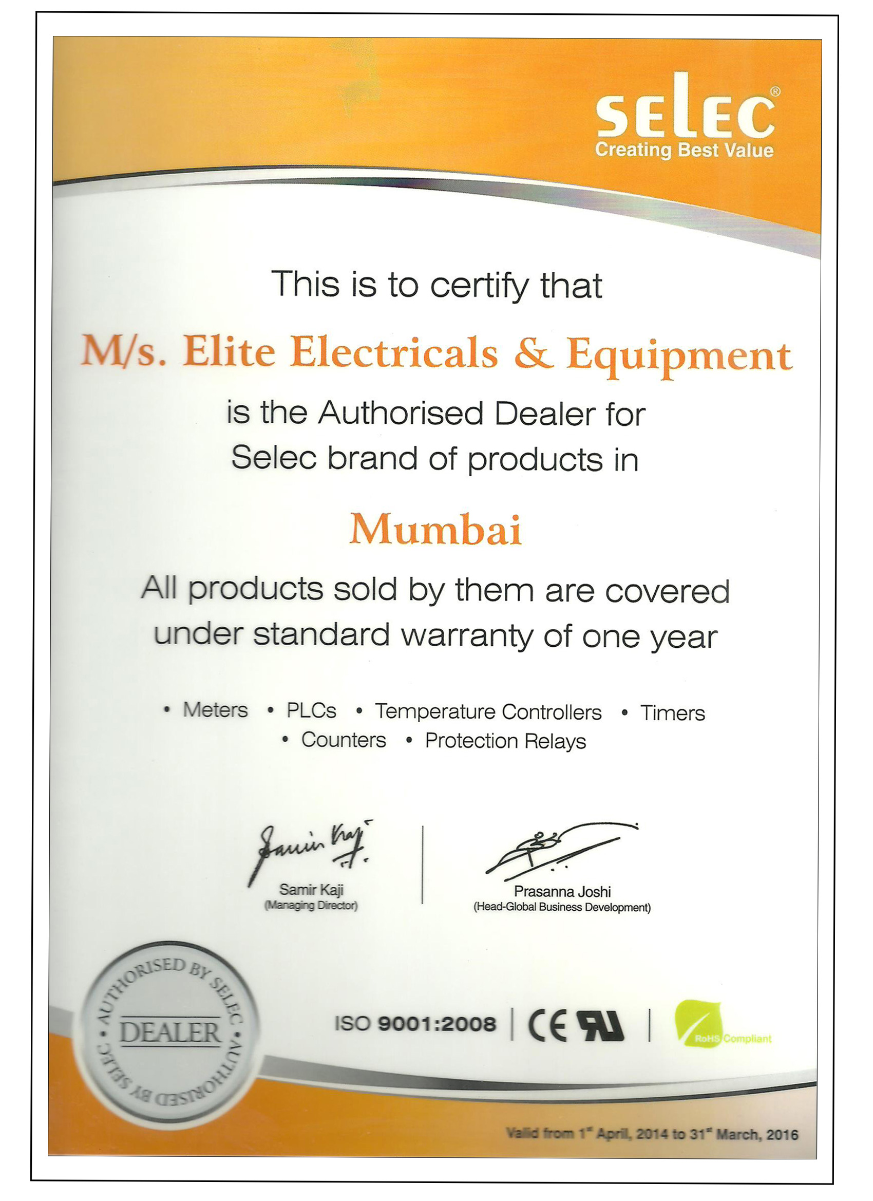 Selec certificates 